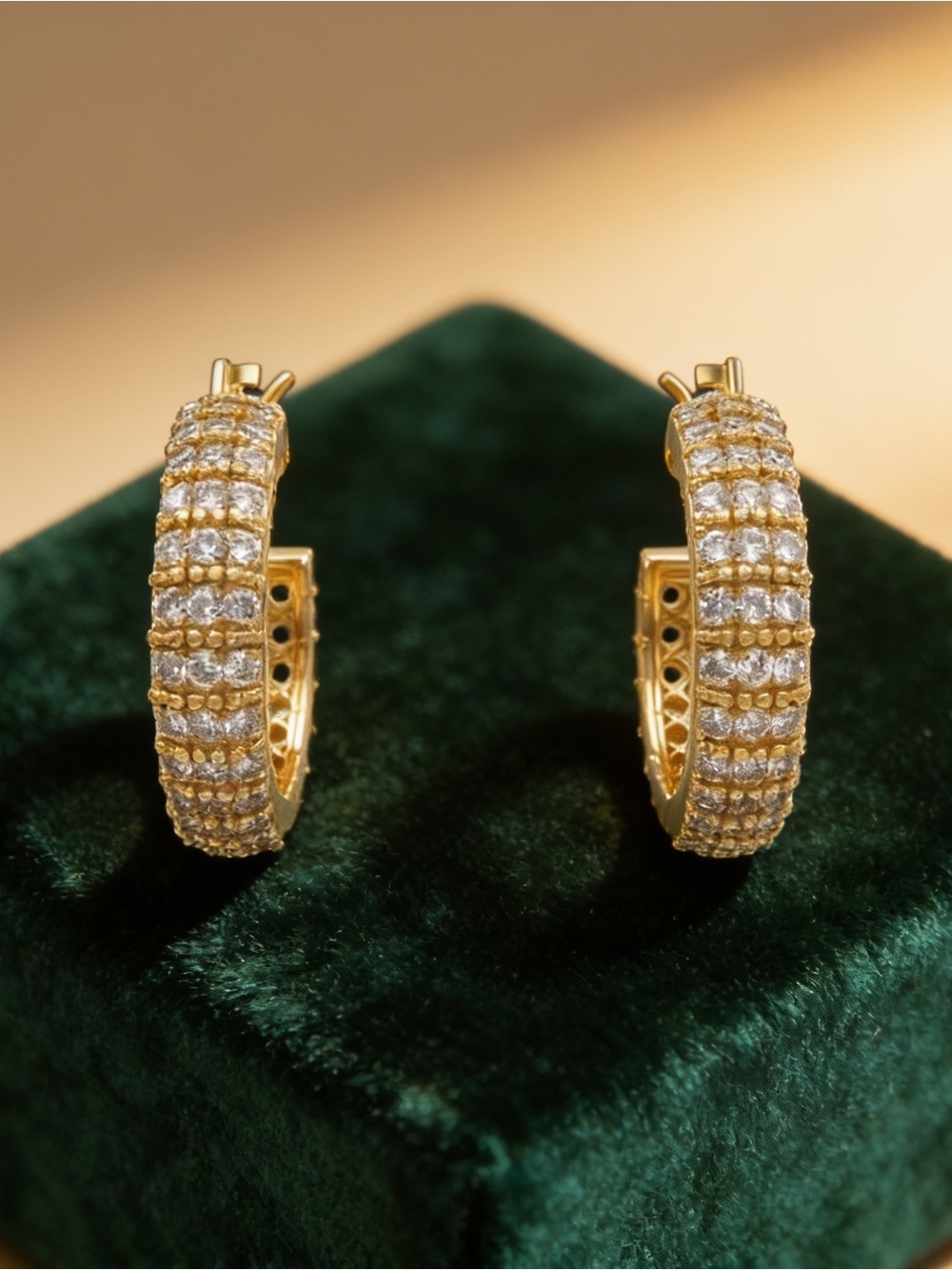 Three-Row Pavé CZ Gold Hoop Earrings – Poshmark Description